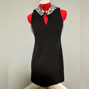 WHBM leopard collar or no collar black silhouette dress. Size 0.
